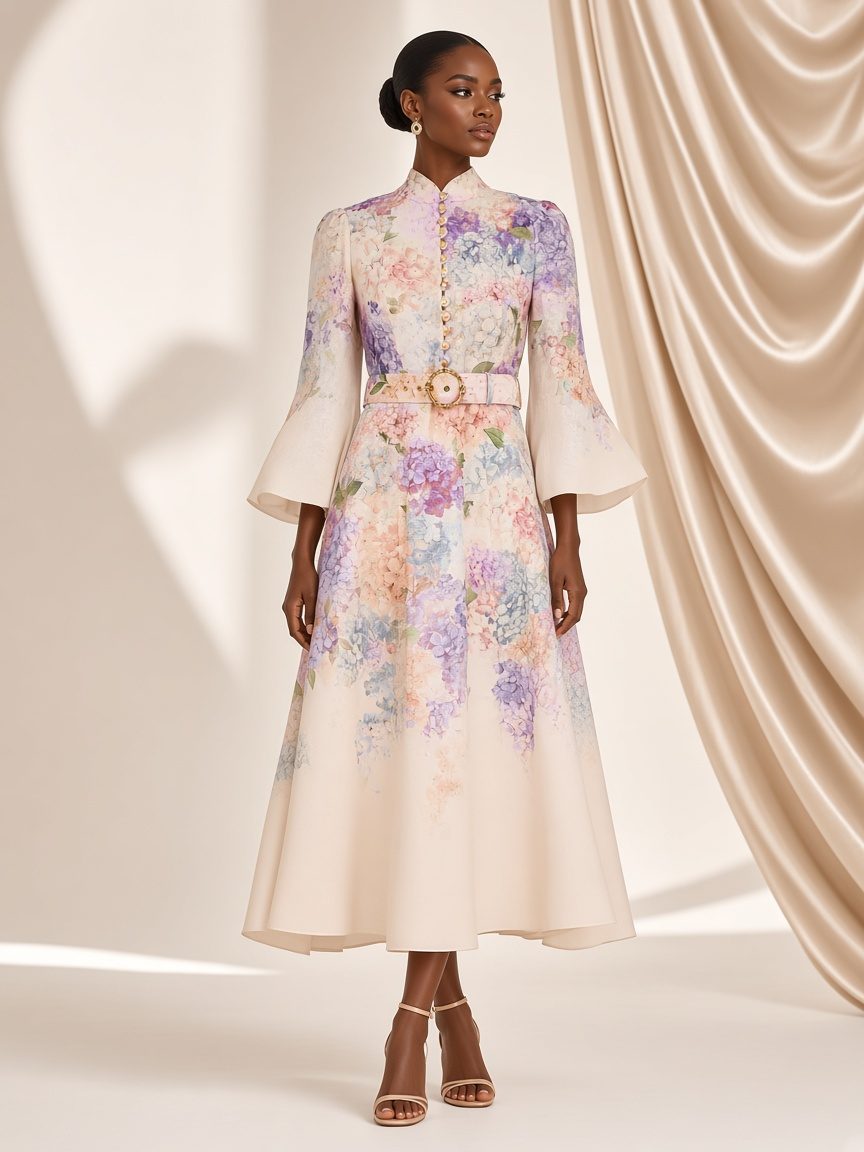 The Elowen Hydrangea Midi Dress